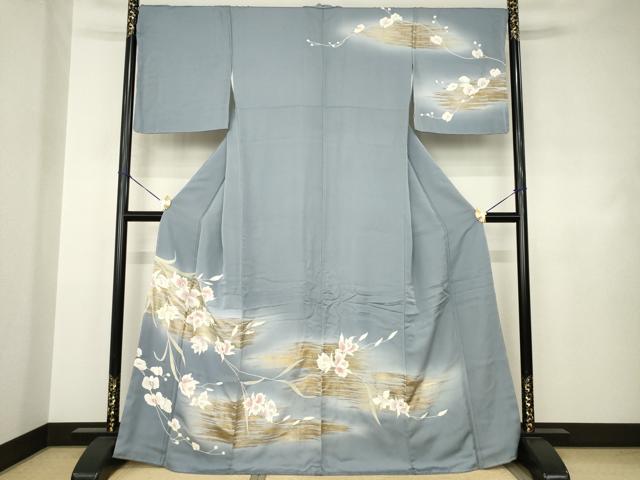 平和屋着物●訪問着　刺繍　枝花文　金彩　正絹　逸品　未使用　AABJ4970ck