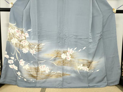 平和屋着物●訪問着　刺繍　枝花文　金彩　正絹　逸品　未使用　AABJ4970ck