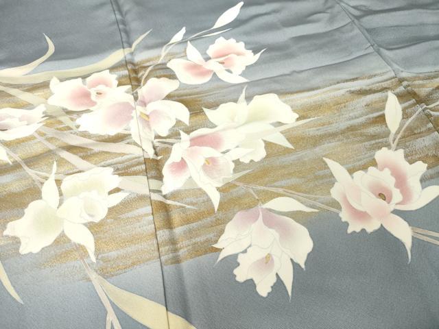 平和屋着物●訪問着　刺繍　枝花文　金彩　正絹　逸品　未使用　AABJ4970ck