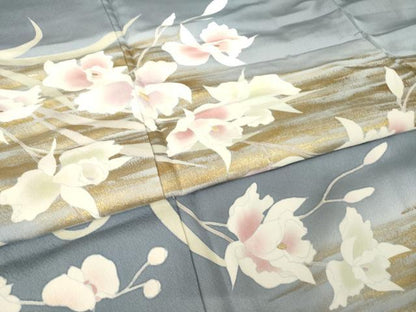 平和屋着物●訪問着　刺繍　枝花文　金彩　正絹　逸品　未使用　AABJ4970ck