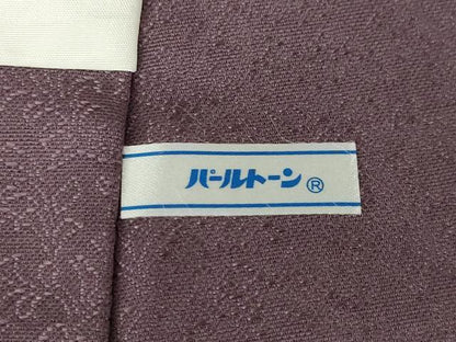 平和屋着物●京都・西陣　織元ブランド　秦流舎　お召　花唐草地紋　葡萄色　反端付き　正絹　逸品　未使用　AABJ4974ck