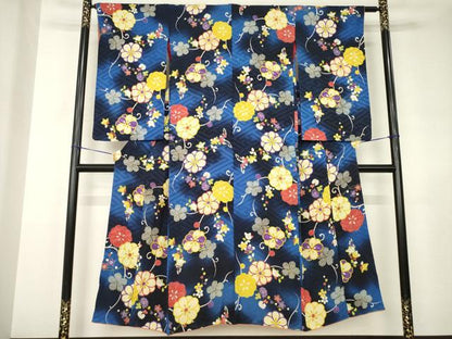 平和屋着物●アンティーク　大正ロマン　小紋　舞花文　暈し染　正絹　逸品　AABJ4975ck