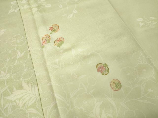 平和屋着物●訪問着　駒刺繍　花丸文　正絹　逸品　未使用　AABJ4982ck
