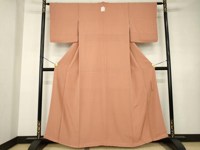 平和屋着物●上質な色無地　作家物　真朱色　正絹　逸品　未使用　AABJ4983ck