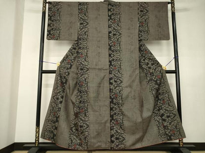 平和屋着物●本場大島紬　一元7マルキ　花蔦草間道　正絹　逸品　AABJ4984ck