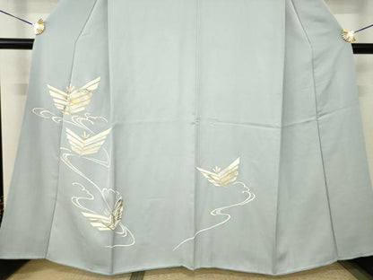 平和屋着物●訪問着　駒刺繍　舞蝶文　金彩　正絹　逸品　AABJ4987ck