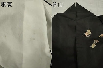 平和屋着物●本場大島紬　染大島　訪問着　総刺繍　器物文　かんざし　櫛　黒地　金糸　正絹　逸品　AABJ4993ck