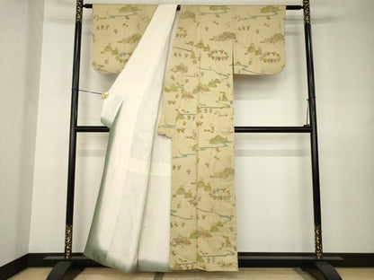 平和屋着物●訪問着　お召地　童子　正絹　逸品　AABJ4995ck