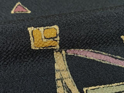 平和屋着物●上質な小紋　漁船　ろうけつ染め　鬼しぼ縮緬　正絹　逸品　AABJ4996ck