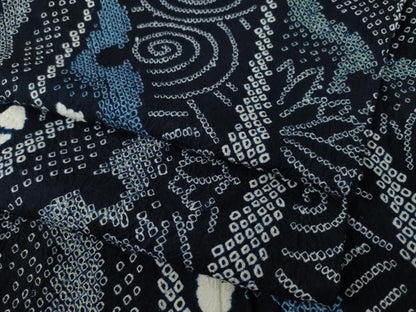平和屋着物●有松鳴海絞り　浴衣　袷　雪輪花文　綿　逸品　AABJ4998ck