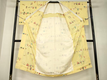 平和屋着物●長襦袢　無双仕立て　手描き　玩具文　金彩　正絹　逸品　AABJ5000ck