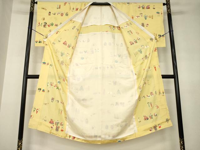 平和屋着物●長襦袢　無双仕立て　手描き　玩具文　金彩　正絹　逸品　AABJ5000ck