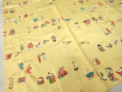 平和屋着物●長襦袢　無双仕立て　手描き　玩具文　金彩　正絹　逸品　AABJ5000ck