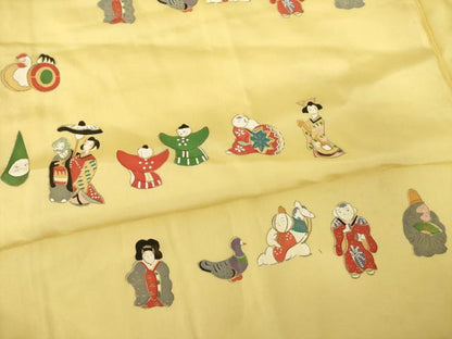 平和屋着物●長襦袢　無双仕立て　手描き　玩具文　金彩　正絹　逸品　AABJ5000ck