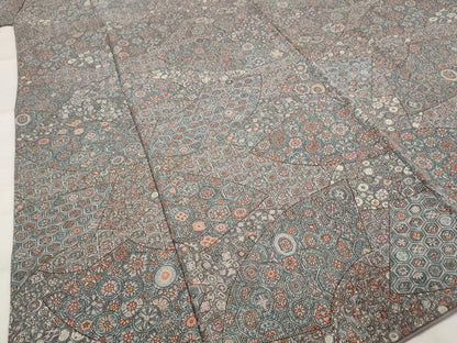 平和屋着物■上質な小紋　地紙花文　正絹　逸品　AABJ5001st
