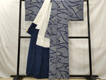 平和屋着物■上質な小紋　総絞り　幾何学文　正絹　逸品　AABJ5007st