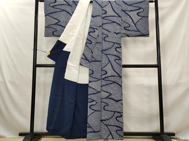 平和屋着物■上質な小紋　総絞り　幾何学文　正絹　逸品　AABJ5007st