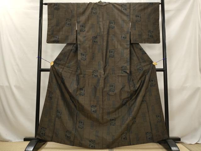 平和屋着物■本場大島紬　色紙草花文　正絹　逸品　AABJ5009st