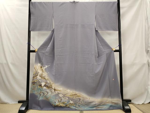 平和屋着物■色留訪問着　作家物　流水花鳥文　暈し染め　金彩　さが美扱い　ロング丈　正絹　逸品　AABJ5011st