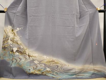 平和屋着物■色留訪問着　作家物　流水花鳥文　暈し染め　金彩　さが美扱い　ロング丈　正絹　逸品　AABJ5011st