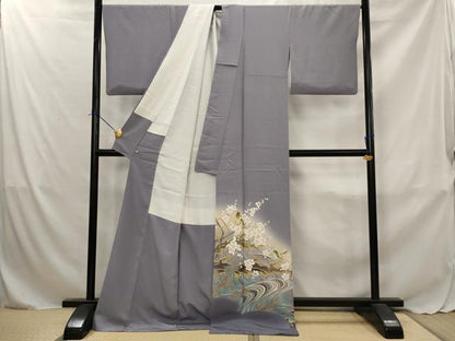 平和屋着物■色留訪問着　作家物　流水花鳥文　暈し染め　金彩　さが美扱い　ロング丈　正絹　逸品　AABJ5011st