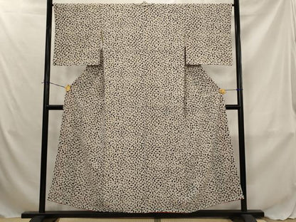 平和屋着物■上質な小紋　花づくし　黒地　正絹　逸品　AABJ5012st