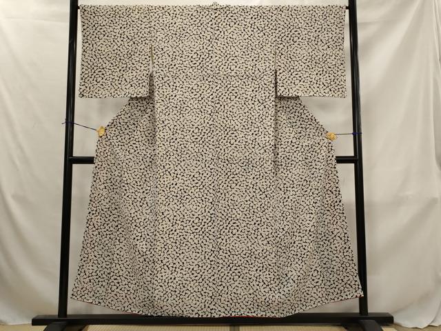平和屋着物■上質な小紋　花づくし　黒地　正絹　逸品　AABJ5012st