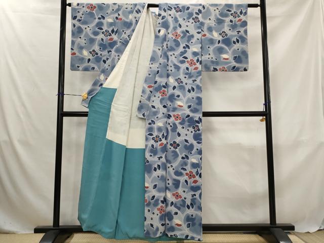 平和屋着物■上質な小紋　草花文　暈し染め　正絹　逸品　AABJ5016st