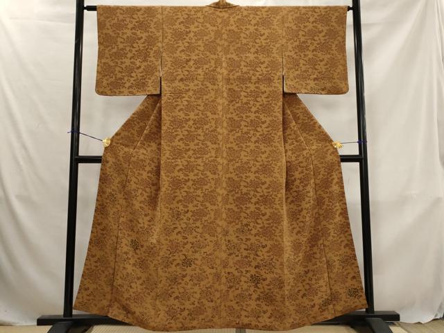 平和屋着物■上質な小紋　花尽し　鬼しぼ縮緬　正絹　逸品　AABJ5017st