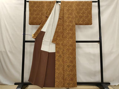 平和屋着物■上質な小紋　花尽し　鬼しぼ縮緬　正絹　逸品　AABJ5017st