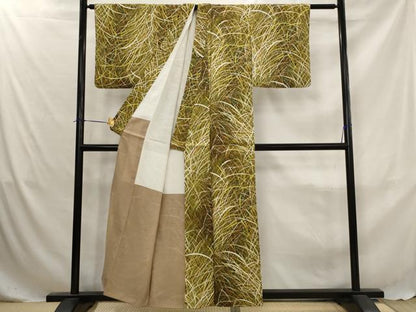 平和屋着物■上質な小紋　草葉づくし　正絹　逸品　AABJ5018st