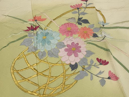 平和屋着物■豪華振袖　刺繍　花籠文　暈し染め　金銀糸　正絹　逸品　AABJ5023st