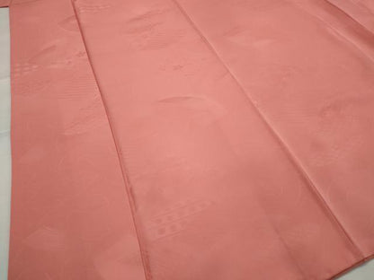 平和屋着物■上質な色無地　地紙地紋　甚三紅色　正絹　逸品　AABJ5026st