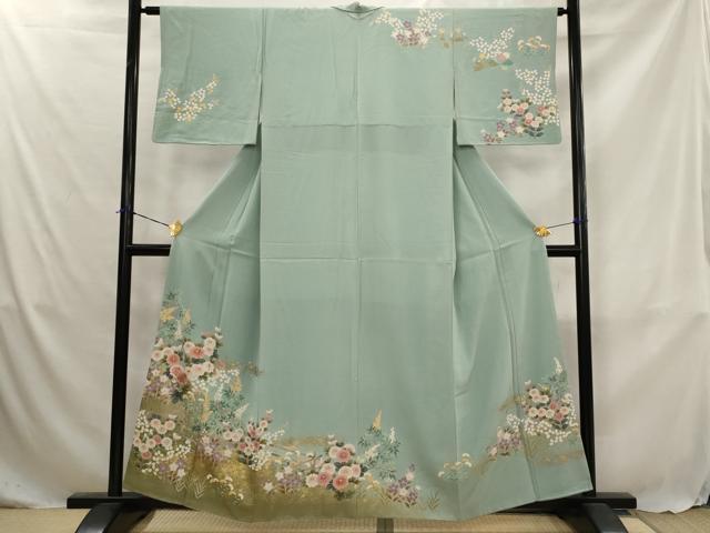 平和屋着物■訪問着　草花文　金彩　正絹　逸品　AABJ5027st