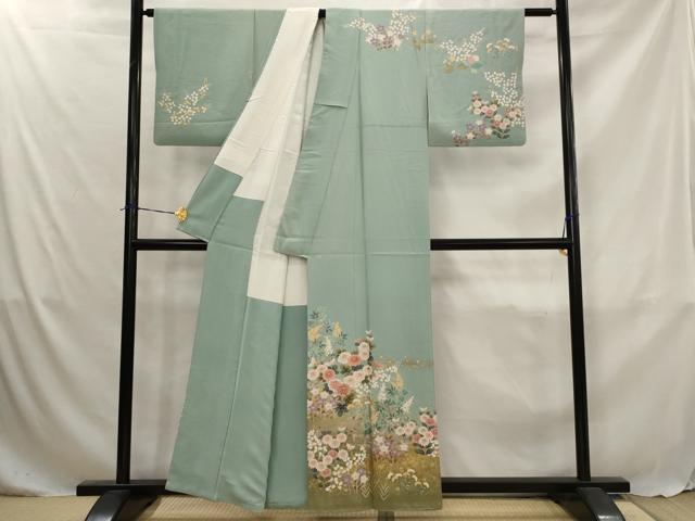 平和屋着物■訪問着　草花文　金彩　正絹　逸品　AABJ5027st