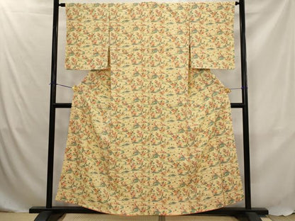 平和屋着物■上質な小紋　流水花文　正絹　逸品　AABJ5030st