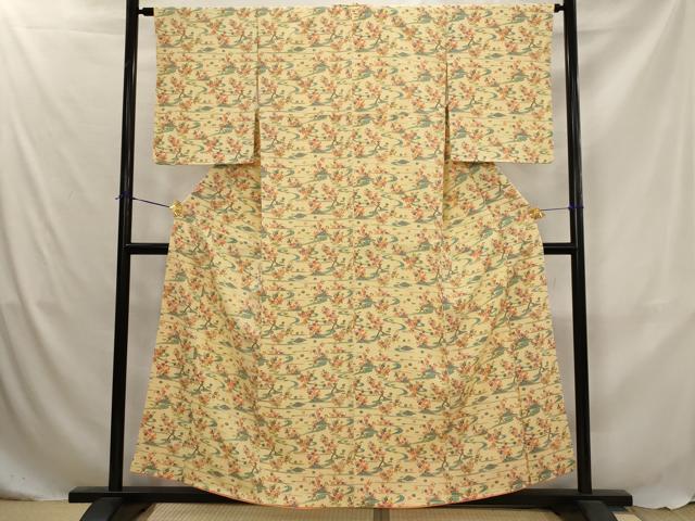 平和屋着物■上質な小紋　流水花文　正絹　逸品　AABJ5030st