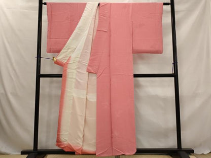 平和屋着物■上質な色無地　枝葉地紋　真朱色　正絹　逸品　AABJ5031st