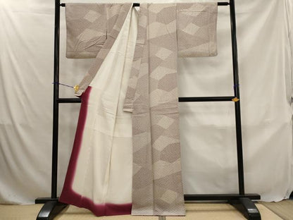 平和屋着物■上質な小紋　麻の葉文様　正絹　逸品　AABJ5037st