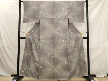 平和屋着物■上質な小紋　草花文　暈し染め　金彩　正絹　逸品　未使用　AABJ5041st