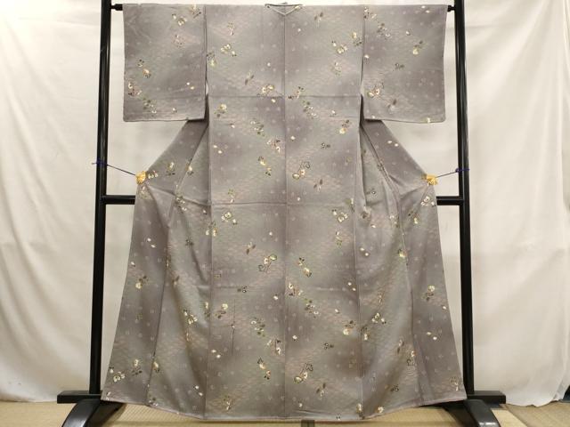 平和屋着物■上質な小紋　草花文　暈し染め　金彩　正絹　逸品　未使用　AABJ5041st