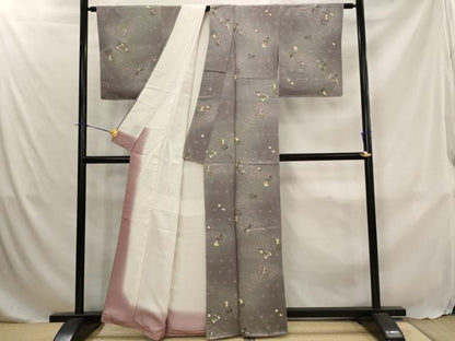平和屋着物■上質な小紋　草花文　暈し染め　金彩　正絹　逸品　未使用　AABJ5041st