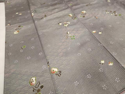 平和屋着物■上質な小紋　草花文　暈し染め　金彩　正絹　逸品　未使用　AABJ5041st