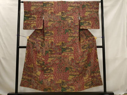 平和屋着物■上質な小紋　更紗花文　正絹　逸品　AABJ5042st