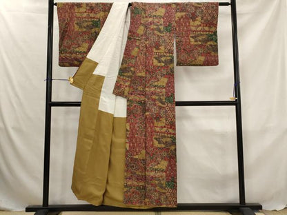 平和屋着物■上質な小紋　更紗花文　正絹　逸品　AABJ5042st