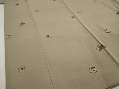 平和屋着物■上質な小紋　絵馬　鬼しぼ縮緬　正絹　逸品　AABJ5043st
