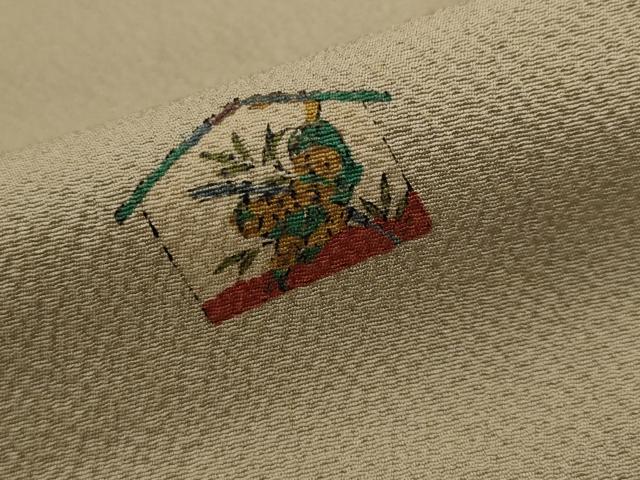 平和屋着物■上質な小紋　絵馬　鬼しぼ縮緬　正絹　逸品　AABJ5043st