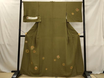 平和屋着物■訪問着　作家物　刺繍　丹後ちりめん　花丸文　金糸　金彩　証紙付き　正絹　逸品　AABJ5048st