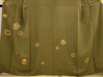 平和屋着物■訪問着　作家物　刺繍　丹後ちりめん　花丸文　金糸　金彩　証紙付き　正絹　逸品　AABJ5048st
