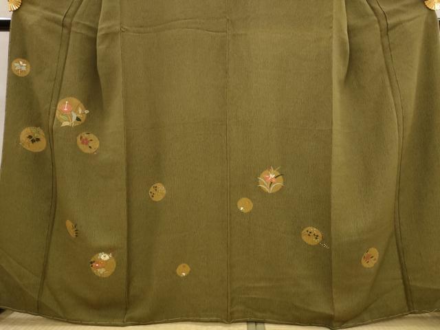 平和屋着物■訪問着　作家物　刺繍　丹後ちりめん　花丸文　金糸　金彩　証紙付き　正絹　逸品　AABJ5048st